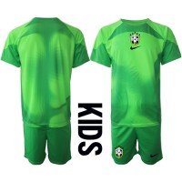 Brazil Golmanski Gostujuci Dres za djecu SP 2022 Kratak Rukav (+ Kratke hlače)